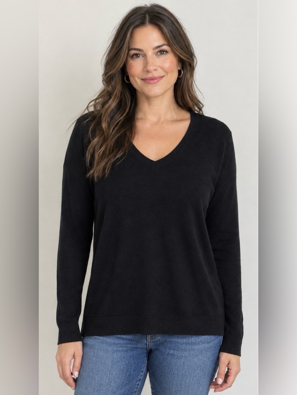 Banana Republic 100% Merino Wool V-Neck Sweater Women’s Large Black